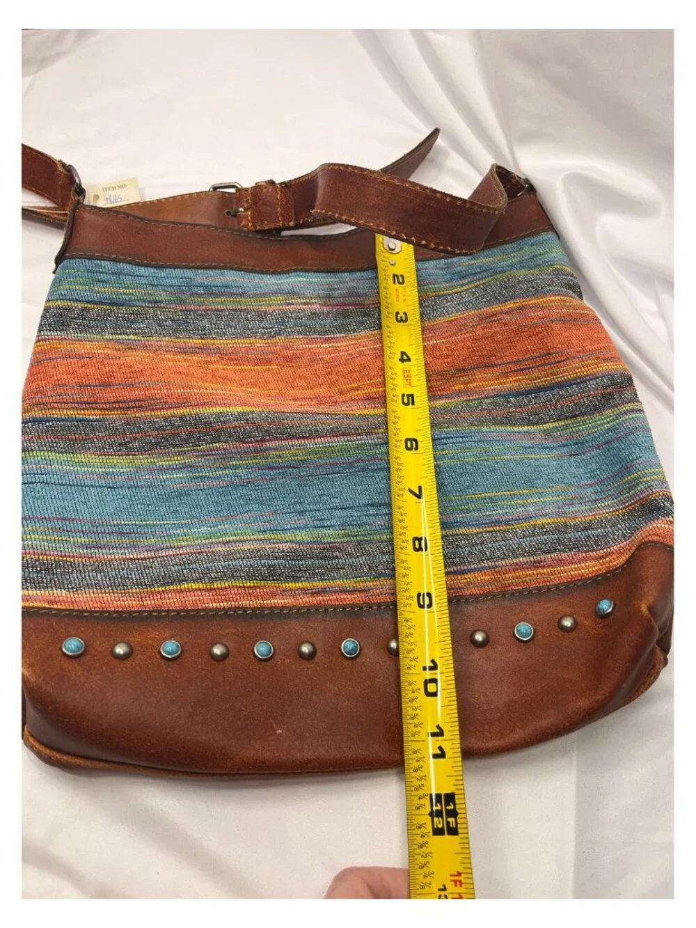 Boho Western Woven Leather Crossbody Bag Turquoise Stud Multicolor Purse